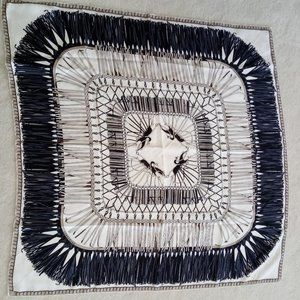 LONGCHAMP Italian Silk Scarf - 34x34" -- Equestrian theme -- Never worn